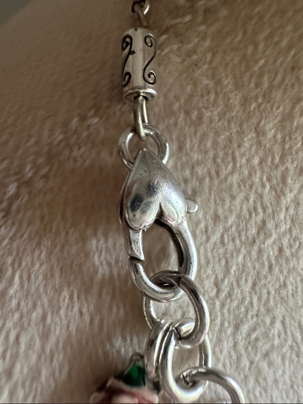 Brighton Silver-Tone Pink Enamel Rose Necklace with Pearl Drop - Picture 8 of 14